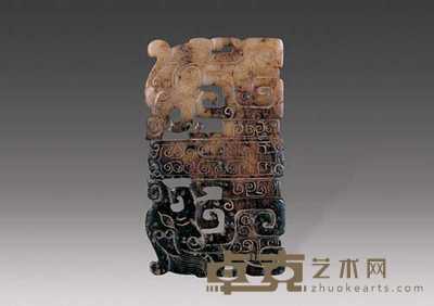 清 玉雕双龙珮 长9.8cm
